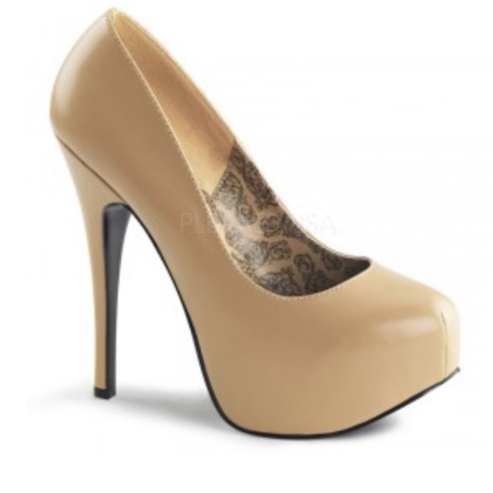 Bordello by Pleaser ~ Teeze-06 Tan Pu Platform Heels ~ 10M ~NWT